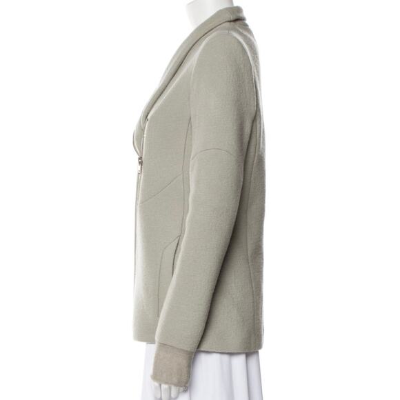 IRO Curty Virgin Wool Longline Slim Moto Jacket Blazer Beige Gray 40 US 8 - Picture 5 of 12